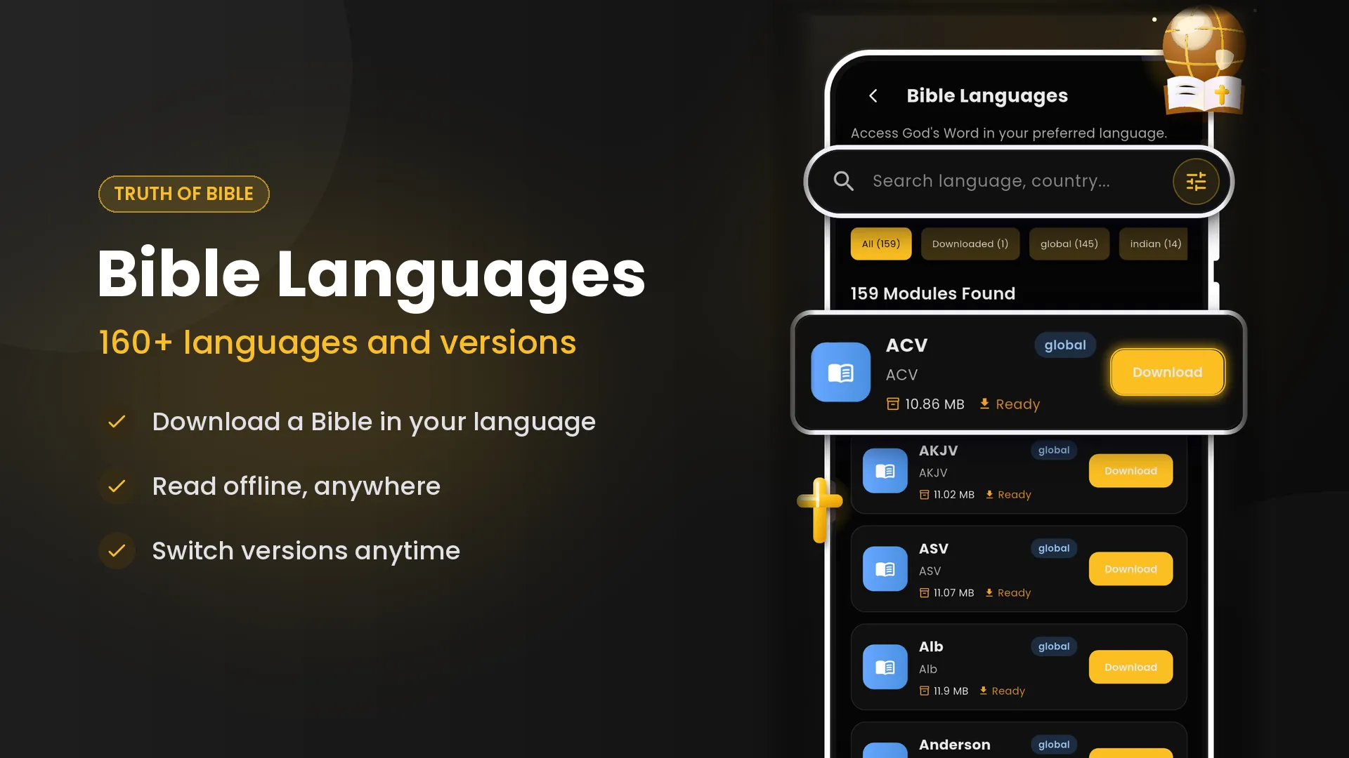 Truth of Bible app — 159 Bible versions and languages to download