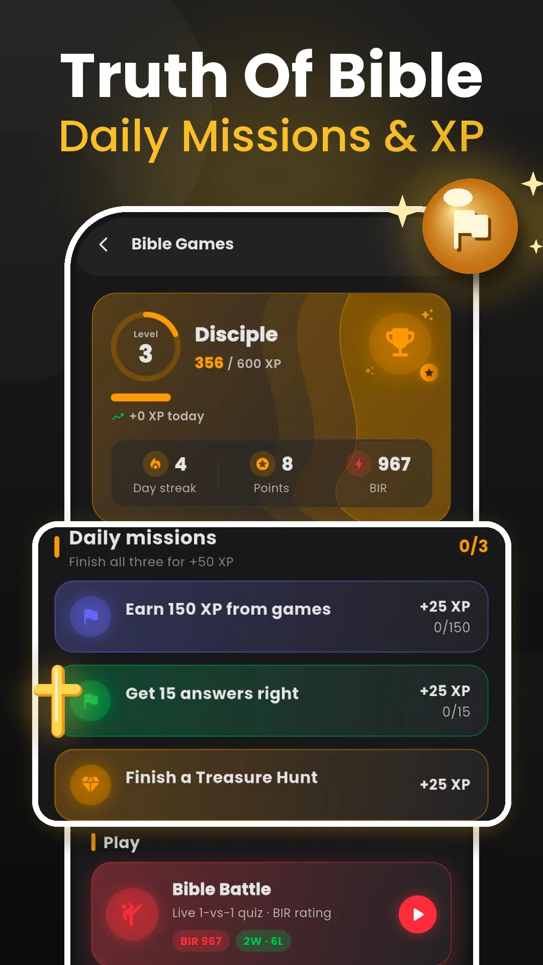 Truth of Bible app — live 1-vs-1 Bible Battle and Bible games (more)