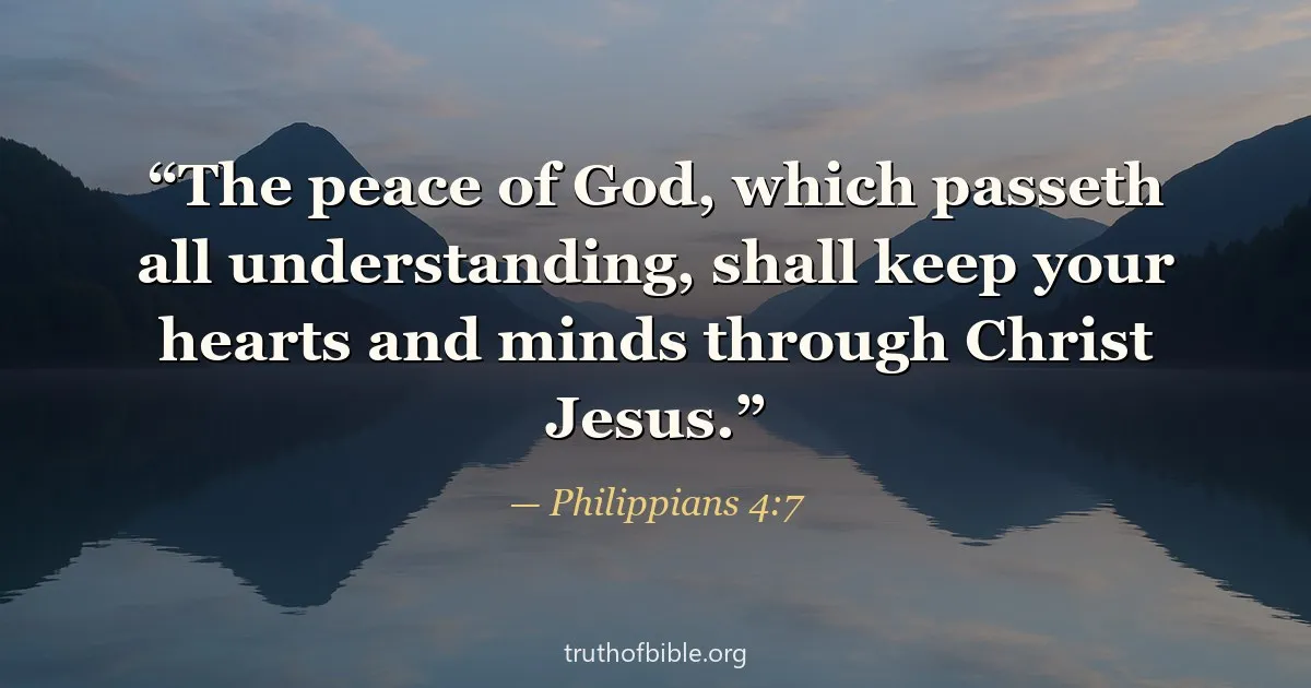 Philippians 4:7 — The peace of God, which passeth all understanding, shall keep your hearts and minds through Christ Jesus.