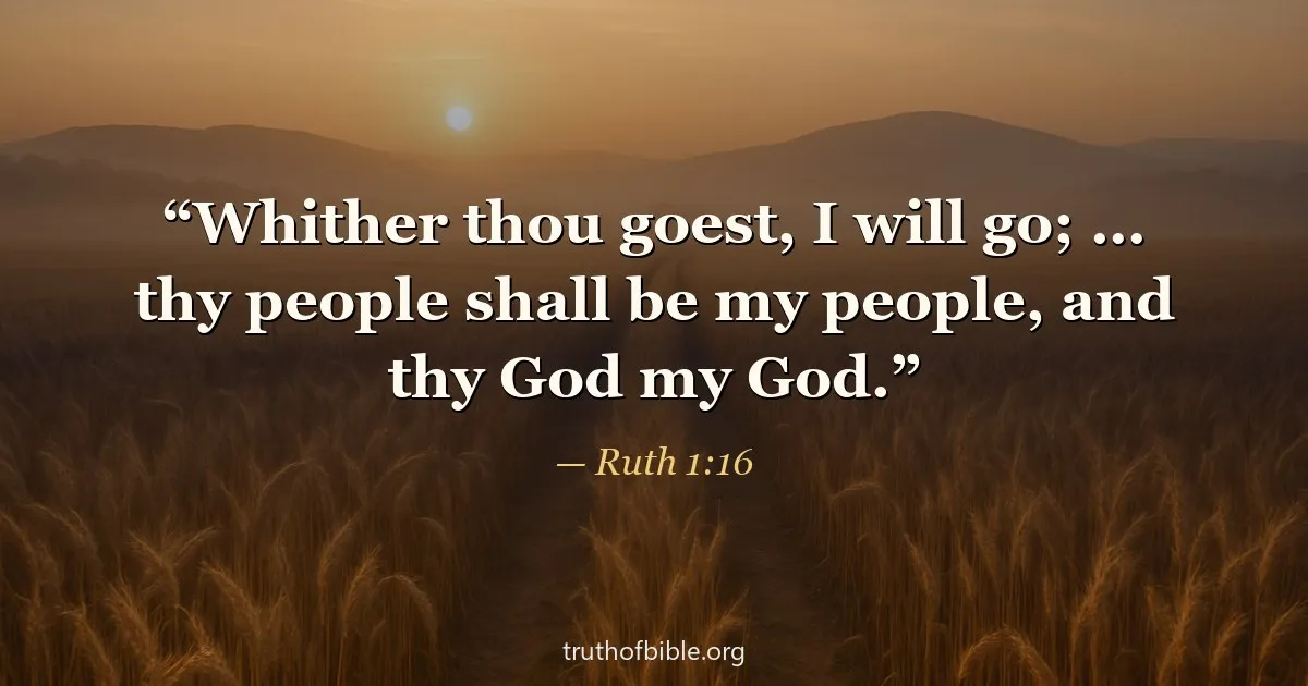 Ruth 1:16 — Whither thou goest, I will go; … thy people shall be my people, and thy God my God.