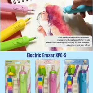 Cute Electric erasers with Fan and 30 Refills ERASERS Set