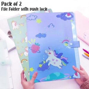 Unicorn Button File Folder with Button Lock