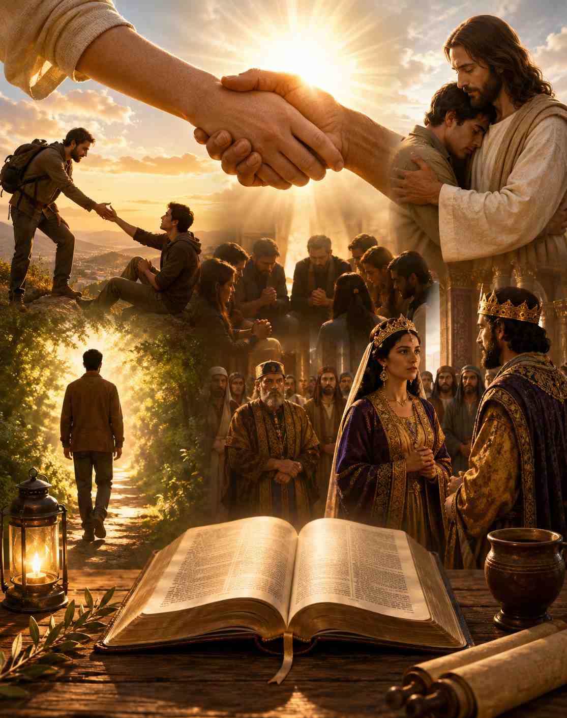A person extending their hand in compassion, representing the biblical command to love your neighbor as yourself from Galatians 5:14